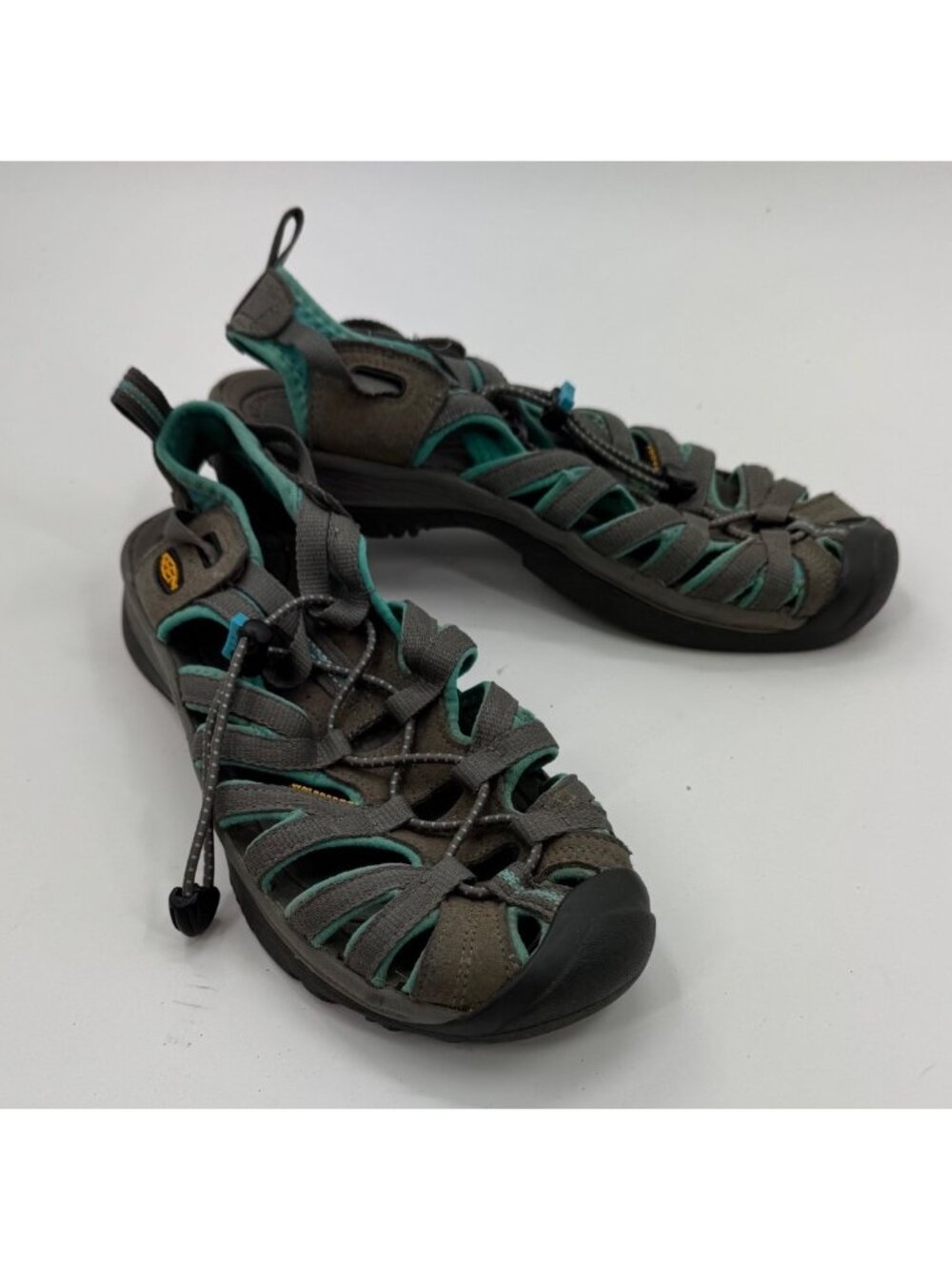 Keen Whisper Womens Hiking Sandals Size 8.5 Gray & Teal Waterproof Adjustable St
